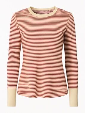 Sundance Joyful Thermal Striped Long Sleeve Shirt Button Cuffs Sz L Waffle Knit